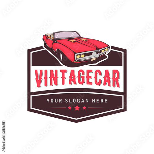 A template of classic or vintage or retro car logo design. vintage style