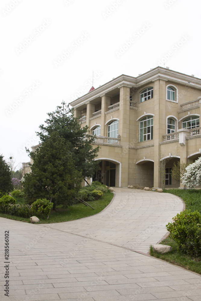 Villa building Scenery in a park Villa building Scenery in a park