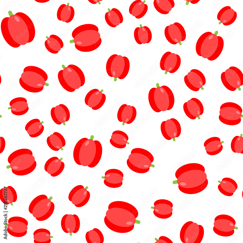 The Seamless pattern. Vegetable set. red bell pepper The Seamless pattern. Vegetable set. red bell pepper