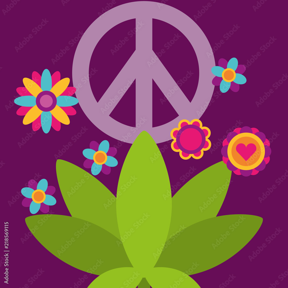 peace and love plant flowers free spirit vector illustration