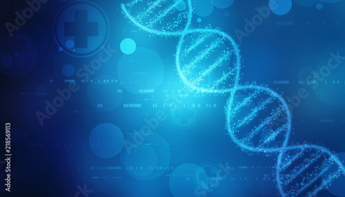 2d render of dna structure, abstract medical background