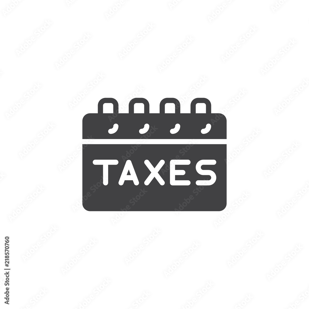 Taxes payday vector icon. filled flat sign for mobile concept and web design. Tax Day Reminder simple solid icon. Symbol, logo illustration. Pixel perfect vector graphics