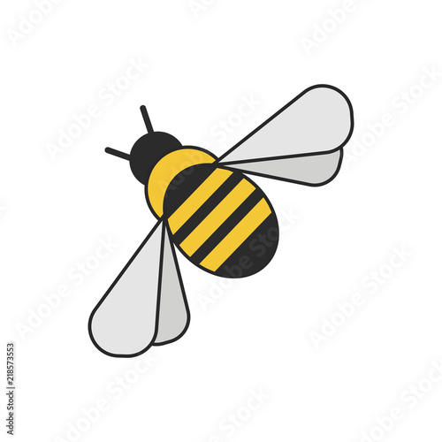 Fotografija Bee on an isolated white background. Vector illustration