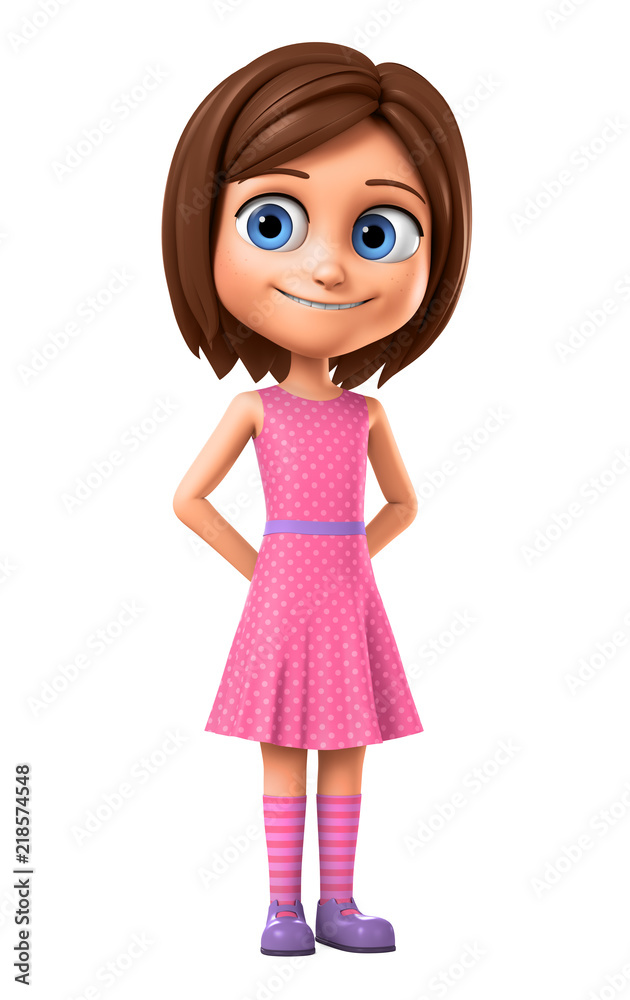 Girl shy on a white background. 3d rendering. Girl shy on a white background. 3d rendering.