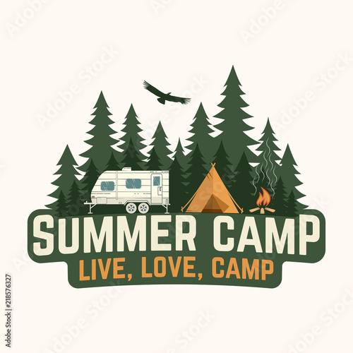 Summer camp. Vector illustration. Concept for shirt or logo, print, stamp or tee.