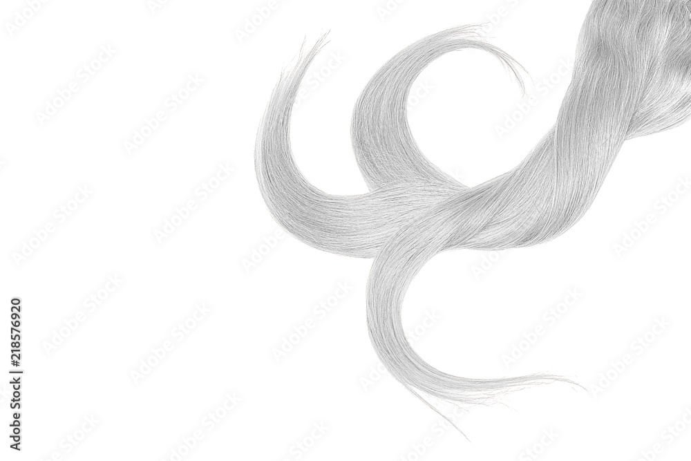 Gray natural hair on white background Gray natural hair on white background
