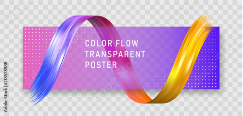 Colorful flow poster on checkered gray background.