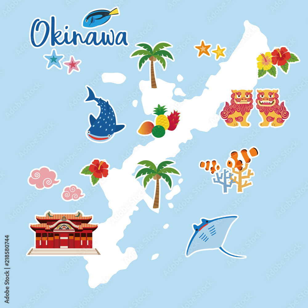沖縄地図 観光マップ Stock Vector | Adobe Stock