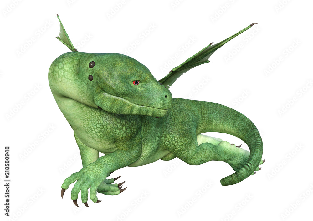 Obraz premium 3D Rendering Fantasy Hatchling Dragon on White