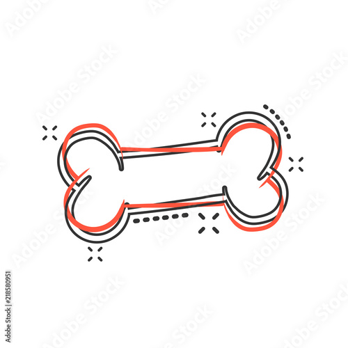 Vector cartoon dog bone toy icon in comic style. Hand drawn bone sign illustration pictogram. Skeleton os business splash effect concept.
