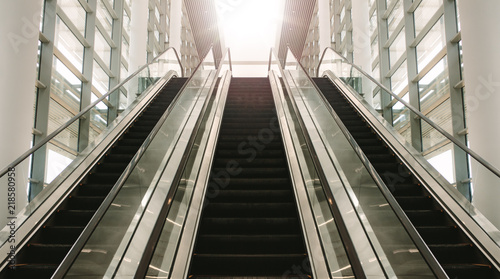 Escalator in modern building