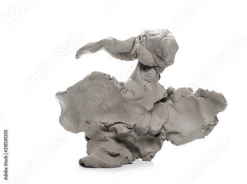 Grey modelling clay shape isolated on white background