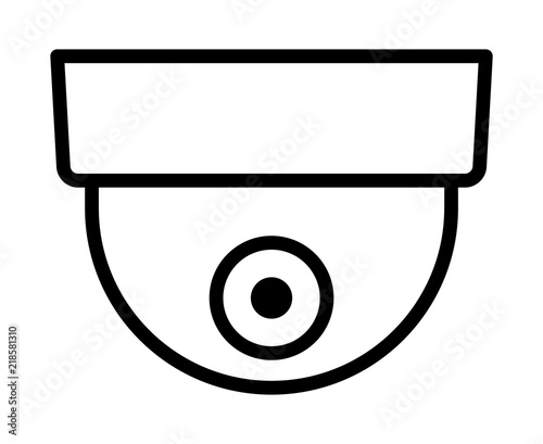 Dome security surveillance video camera or closed circuit television / CCTV line art vector icon for apps and websites