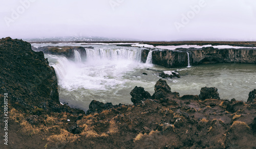 Godafoss waterfall panoramic view photo