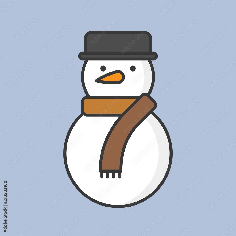 snowman, filled outline icon for Christmas theme