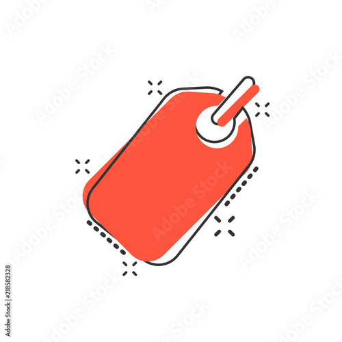 Vector cartoon empty tag icon in comic style. Price sale concept illustration pictogram. Promotion coupon business splash effect concept.