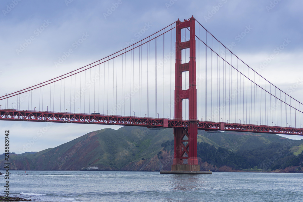 Golden Gate Bridge at morning light looking from Crissy Field, San Francisco,USA