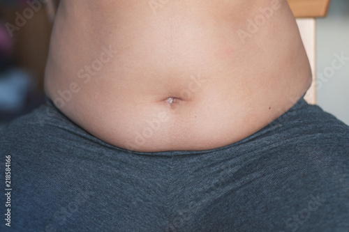 The front big belly of fat woman look like pregnant