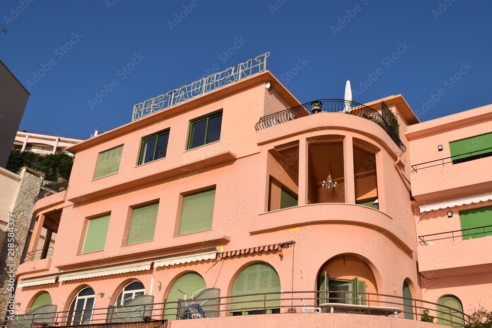 Naklejka premium VilleFranche, France waterfront, building