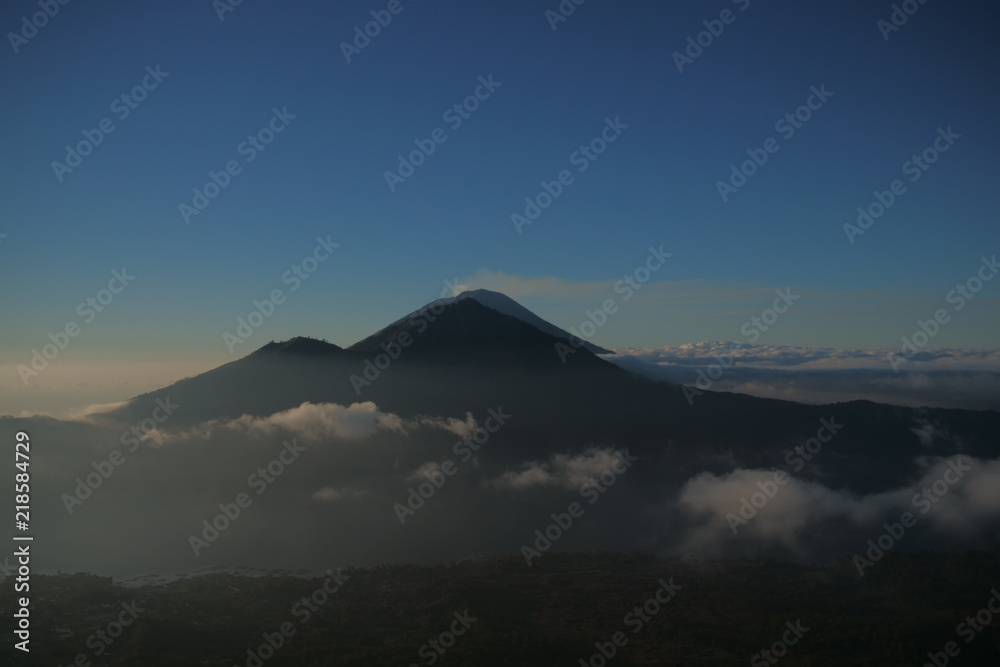 Adventure travel hipster Amazing Mountain view From Mount Batur Bali