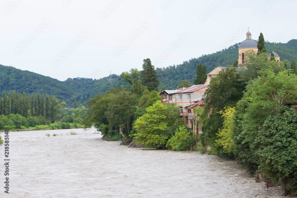 the church along the Po River Rioni in the Kutaisi city