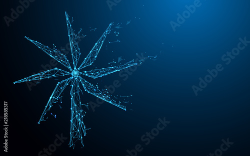 Windmill form lines, triangles and particle style design. Illustration vector