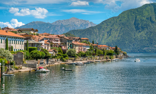 Scenic sight in Ossuccio, small and beautiful village overlooking Lake Como, Lombardy Italy.