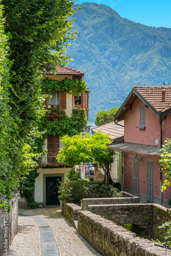 Scenic sight in Ossuccio, small and beautiful village overlooking Lake Como, Lombardy Italy. photo