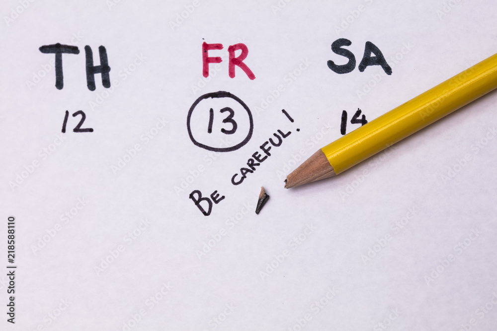 Self-made calendar with Friday 13th and text in English: Self-made calendar with Friday 13th and text in English: