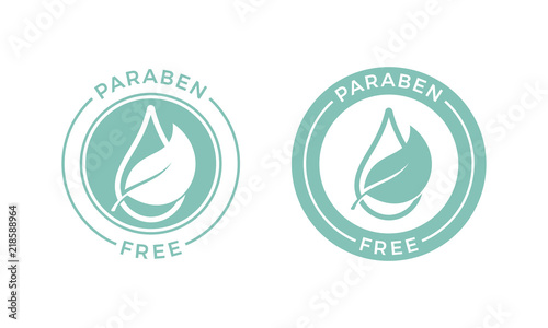 Paraben free leaf and water drop vector label photo