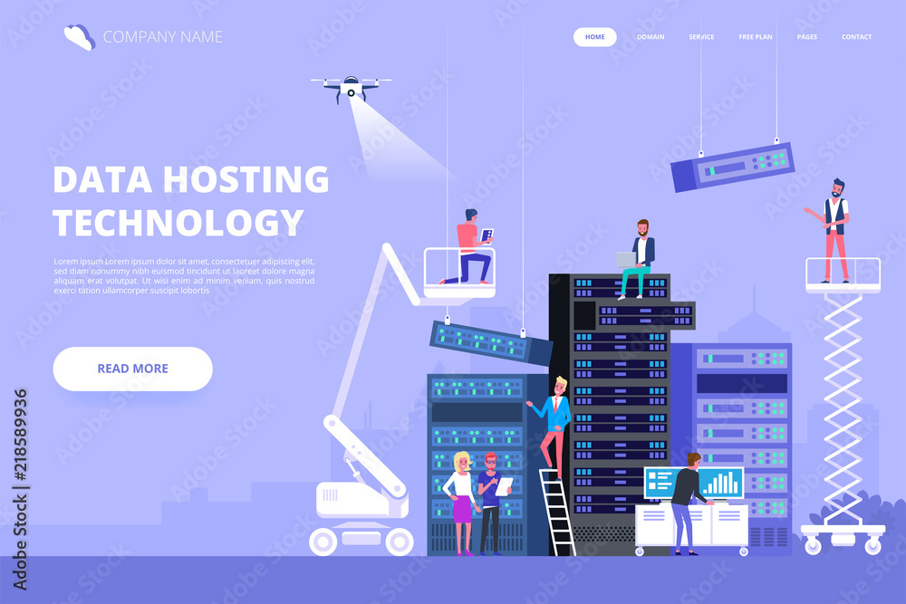 Obraz premium Data center and hosting. Network internet database