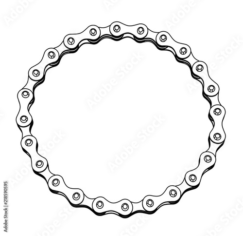 Bicycle chain in the form of a circle. 3D design