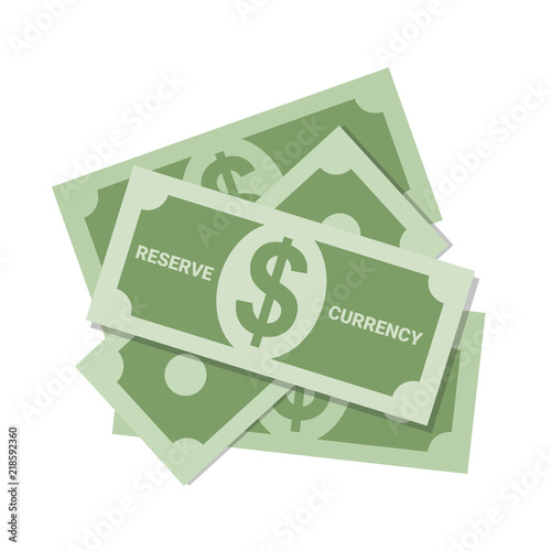 US dollar as reserve currency - american money as value for international market, trade and savings. Vector illustration of banknote and greenback for global economy and finance.