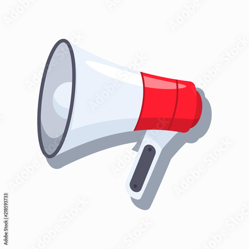 Megaphone, loudspeaker vector cartoon flat icon isolated on white background.