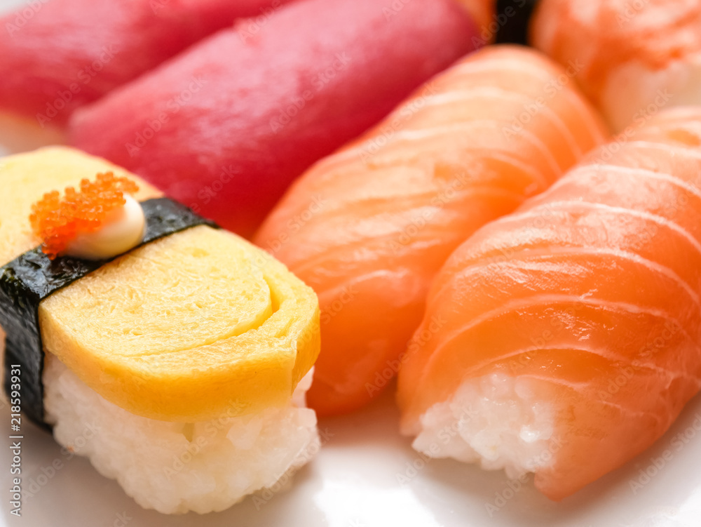 japanese food salmon and tuna sushi delicious