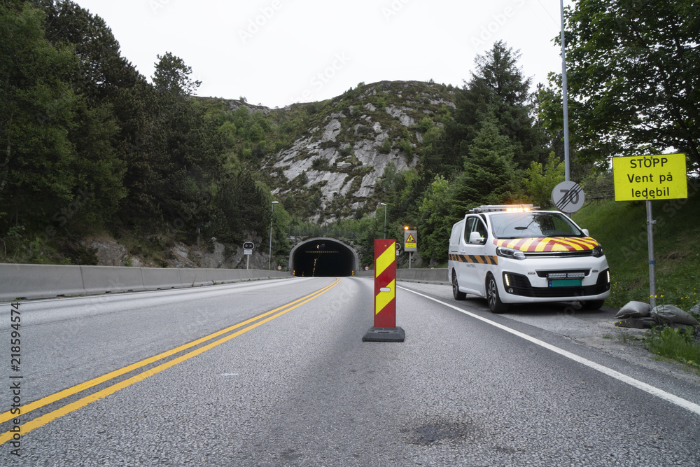 Tunnel closed temporary for road construction maintenance