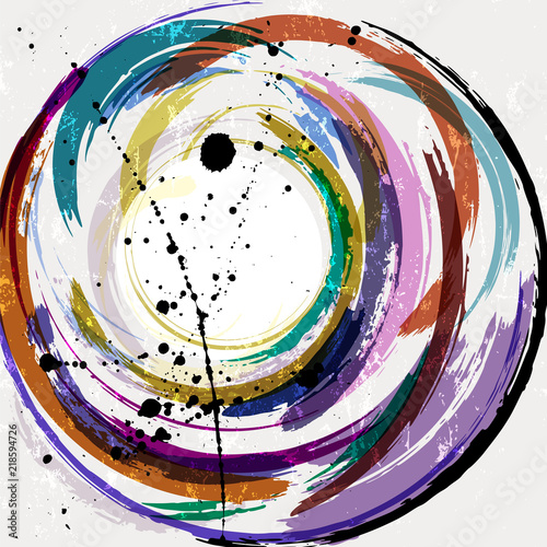 abstract geometric circle background, with strokes and splashes