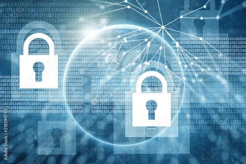 Abstract security concept mixed media in blue