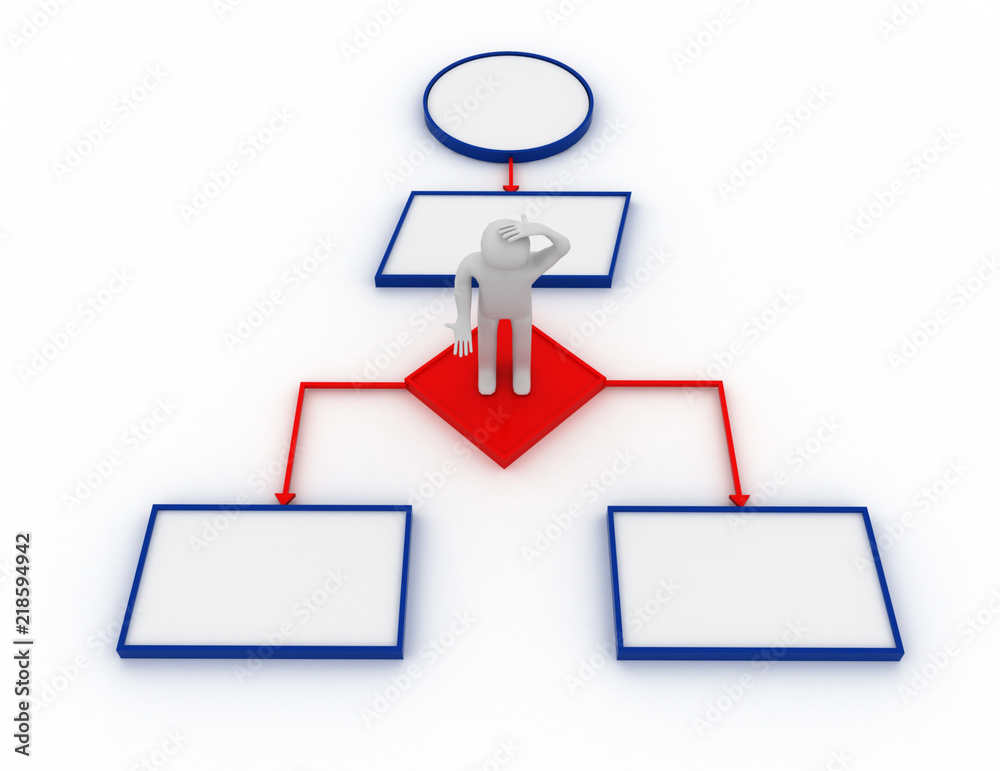 3d man on flowchart .3d rendered illustration3 3d man on flowchart .3d rendered illustration3