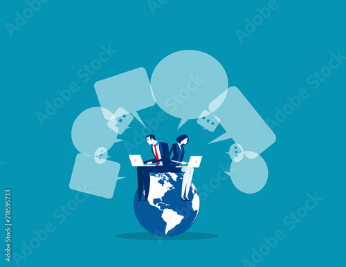 Business global communication, Concept business vector, Technology, Network and Connection, Social media.