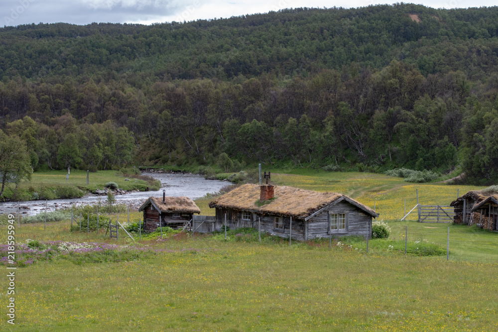 old building in swedish mountain landscape