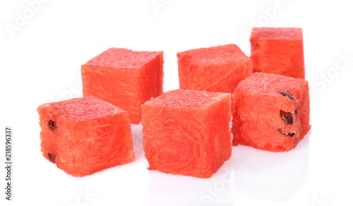 Watermelon dice on white background