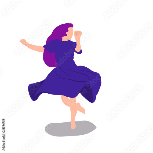  Dancing Young Woman, choreography, modern dance. Vector illuctration, isolated on white background