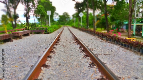 Steel for rails on a natural background.