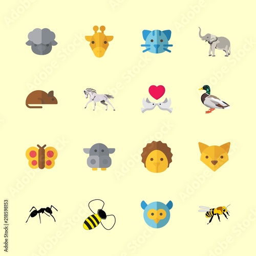 animal vector icons set. fox, hedgehog, love birds and owl in this set © Orxan