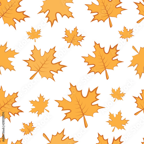 Seamless pattern of the maple leaf is yellow.Autumn pattern