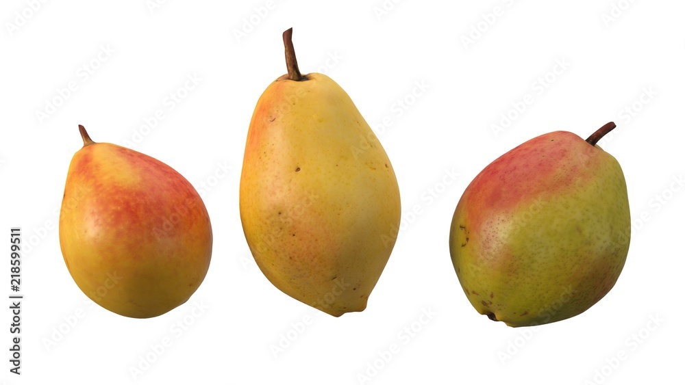 free falling pears isolated on white. realistic 3d illustration free falling pears isolated on white. realistic 3d illustration