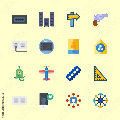 technology vector icons set. user, smartphone, panel and sound system in this set