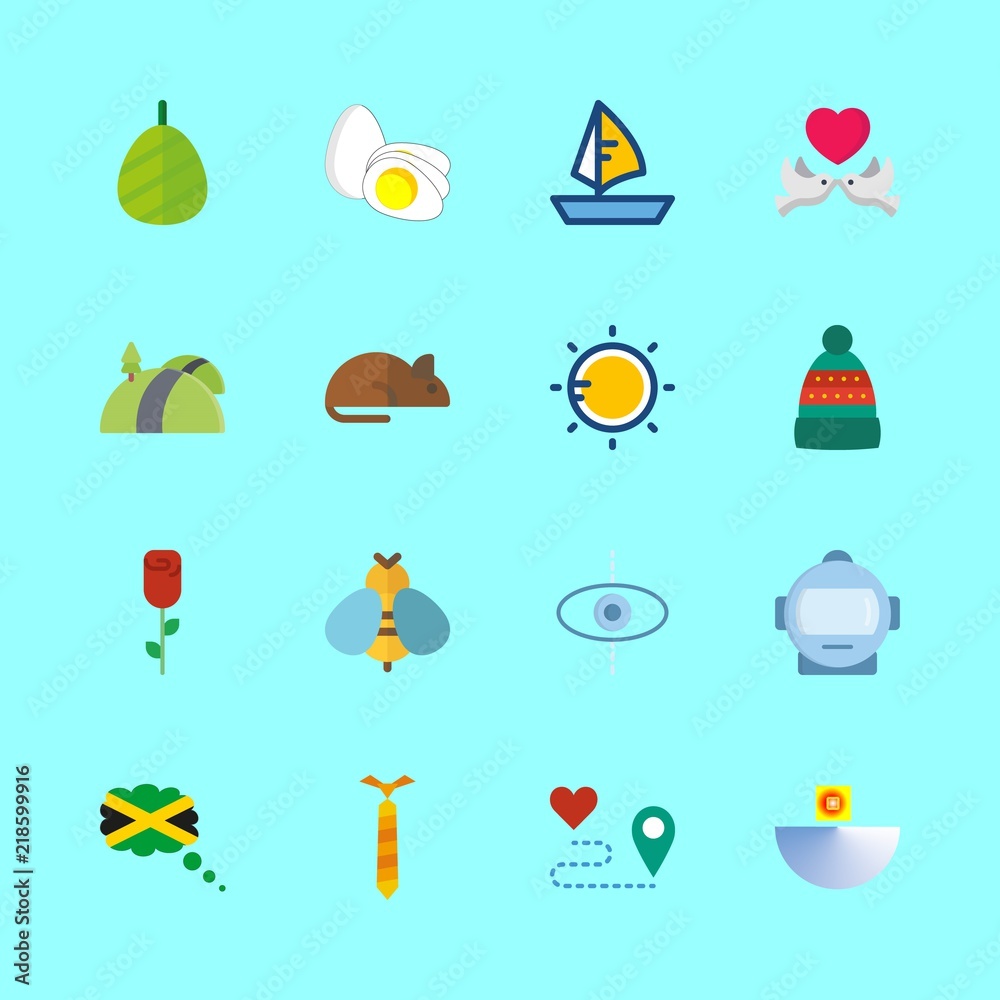 nature vector icons set. jamaica, tie, wasp and love birds in this set