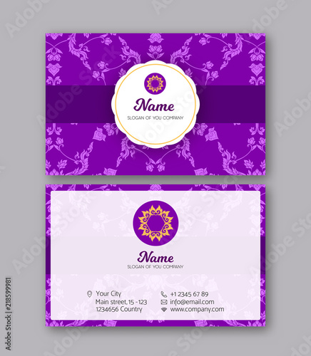 A template for the two sides of the  business card, decorated wi